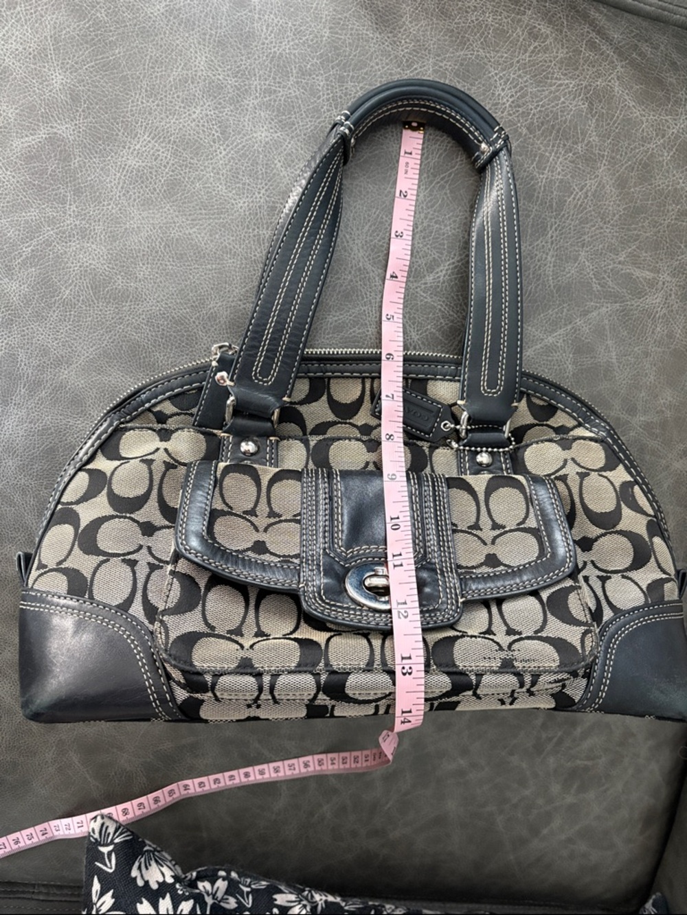 Coach Hampton H0998-F13977 Brown and Black Signature Satchel - Picture 10 of 12
